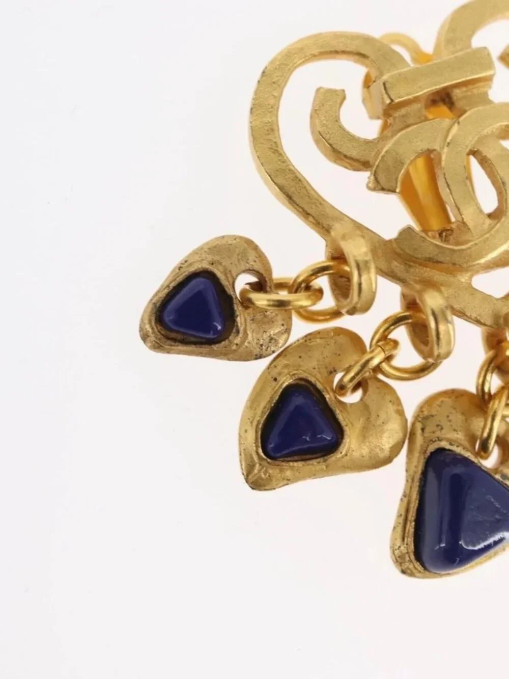 CHANEL Heart COCO Mark Earring metal Gold Tone CC Auth 168046V